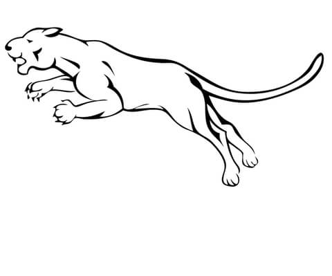 Attacking Mountain Lion Coloring Page